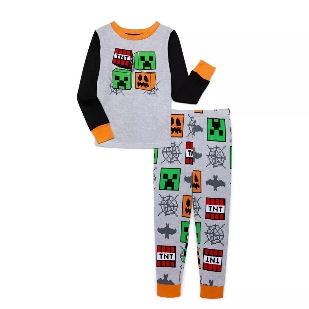 Minecraft Boys Halloween Glow in the Dark Long Sleeve & Pants Pajama Set